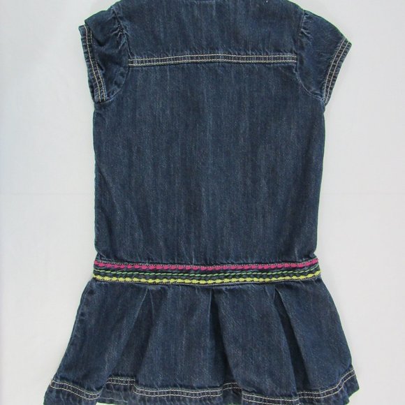 Gymboree - Little Girl's Size 5 Denim Jean Dress - Embroidered Accents & Pleated - Picture 2 of 3
